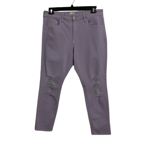 Universal Thread Ripped Distressed Purple Lavender High Rise Skinny Jeans - Picture 1 of 14